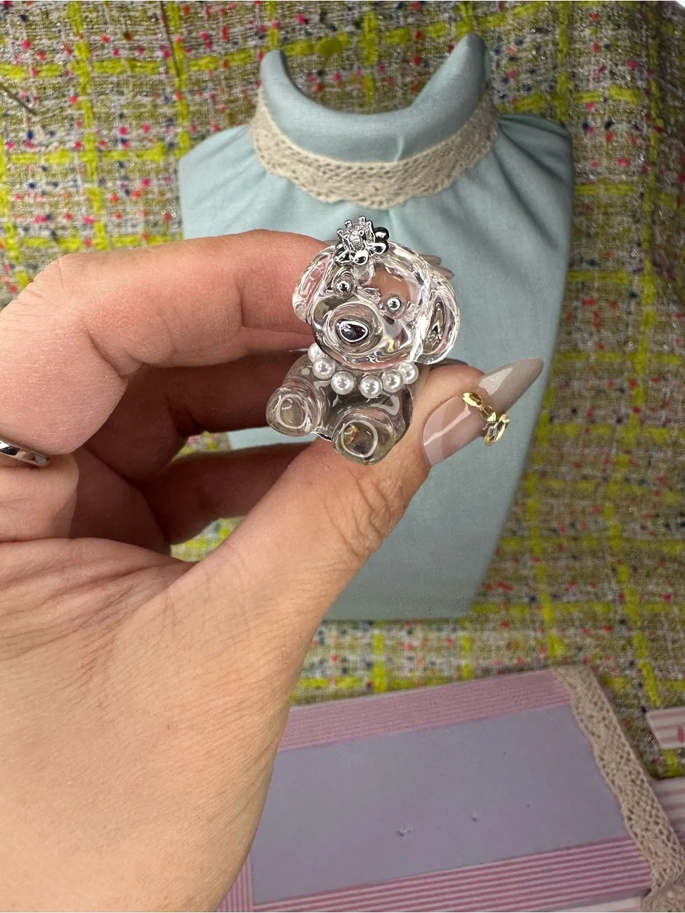 A great Clear Crystal Poodle Hair Clip with Silver Accents